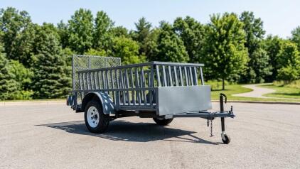 BLUE FLATBED TRAILER