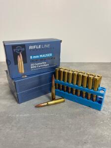 PPU Rifle Line 8MM Mauser 198Gr FMJ BT Ammunition, 20 Rounds, 2,425 Fps Muzzle Velocity ( 2 boxes).
