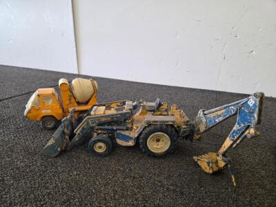 Vintage Tonka Die-Cast Cement Mixer Truck & Backhoe/Front Loader