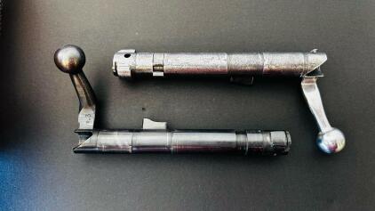 Mauser 98 Bolt Assemblies, 8mm Mauser, Turned Bolt Handle, Lot of 2, Marked &ldquo;p.3&rdquo; & &ldquo;28&rdquo;