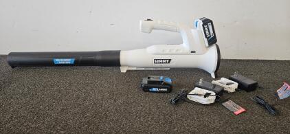 HART 20V Cordless Blower/Sweeper, Model HGBL01VNM, 2 4.0Ah Batteries, 2 Chargers, Serial LT22106N030082 (tested, works)