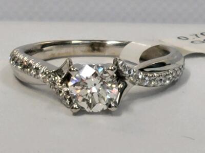 Gabriel & Co. 14K White Gold 0.70ct SI1 G Diamond Engagement Ring, 0.13ct Accent, 5.0g