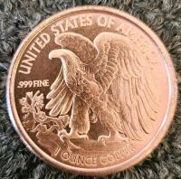 4x .999 Fine Copper Walking Liberty Rounds &ndash; 1 oz Each &ndash; Eagle Reverse Design - 4