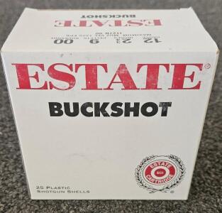 Estate 12 Gauge 2 3/4" 00 Buckshot, 9 Pellet, 1325 FPS, Box of 25 Shells, I127N 00 Lot