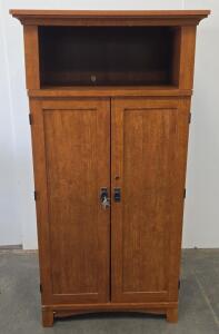 Media Cabinet/Entertainment Armoire, Medium Brown Finish, 60" H x 36" W x 18" D