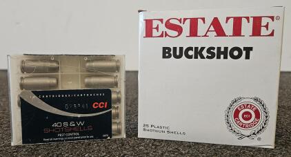 Estate 12 Gauge 2-3/4" 00 Buckshot 9 Pellet 1325fps 25 Rounds & CCI .40 S&W Shotshells 10rd