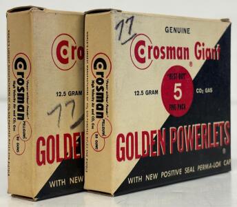 (5) Rounds Crosman Giant Golden Powerlets CO₂ Cartridges, 12.5g, + Extra Empty Box