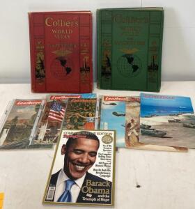 Vintage Collier&rsquo;s Atlas Set, 1970s Leatherneck Magazines, 2009 Rolling Stone Obama Edition (D)