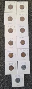 Lincoln Wheat & Steel Cents Collection - Assorted 1935-1943, Coins, Multiple Mint Marks