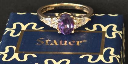 Stauer Moonlight Lab Alexandrite Ring, 1.625 ct, Size 8, Sterling Silver w/ 14K Gold Finish