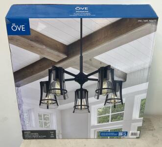 OVE Joakim 5-Light Chandelier, Black, 22.8"x22.8"x42.8", 2400lm, Dimmable LED, ETL Listed