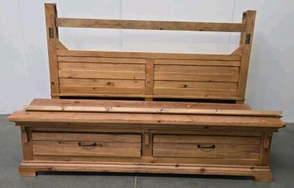 Wooden Twin Daybed Frame With 2 Storage Drawers, Solid Pine Construction, Medium Brown Finish