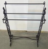 Industrial Storage Bench with Metal Frame and Wooden Slats, Metal Towl Rack - 6