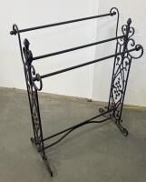 Industrial Storage Bench with Metal Frame and Wooden Slats, Metal Towl Rack - 7