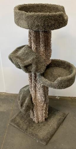 Sturdy Multi-Level Carpeted Cat Tree Tower, 3 Platforms, Gray-Brown