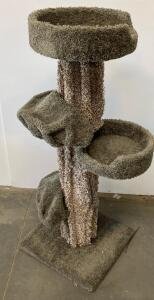 Sturdy Multi-Level Carpeted Cat Tree Tower, 3 Platforms, Gray-Brown
