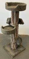 Sturdy Multi-Level Carpeted Cat Tree Tower, 3 Platforms, Gray-Brown - 2