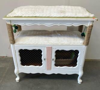 Vintage Repurposed 2-Level Cat Condo with Plush Beds and Sisal Scratching Posts