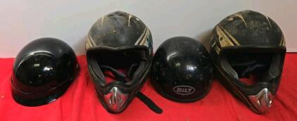BiLT & Fuel Mixed Motorcycle Helmet Lot - Off-Road Full Face & Half Helmets, Medium-XL, Black