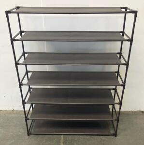 7-Tier Fabric Shoe Rack, 39" x 11" x 43", Black, Metal Frame