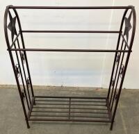 Western Star Metal Rack & Brown Bar Stool Set &ndash; Powder-Coated Steel, Decorative Design - 3