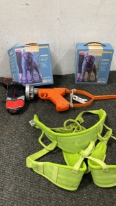 Youth Size Rock Climbing Harness, Dog Shoes and a Lucky Launcher