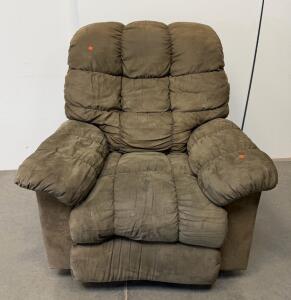 Manual Lever Recliner Chair, Overstuffed Brown Upholstery, 300 lbs Capacity