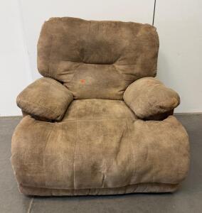 Plush Brown Electric Recliner Chair, Wide Microfiber Upholstery, Button Recline, Power Cord