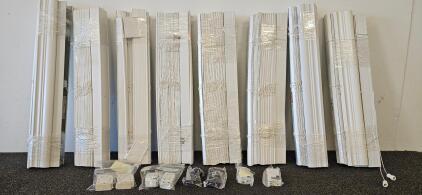 8 Sets White PVC Vertical Window Blinds w/ Hardware, 3.5in Slats, Est. 28"