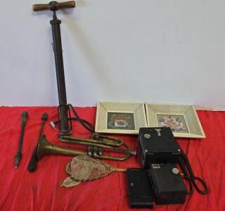 Vintage cameras and photography gear, vintage air pump
