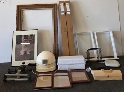 Vintage HairDryer, Picture Frames, Wooden Box, Document Rack, HDMI Cable