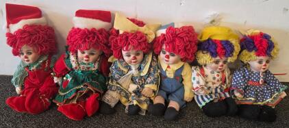 Marie Osmond 9" Porcelain Clown Doll Pairs Twins "Rosie & Rags" & "Jingles & Belle", 1990s, LE