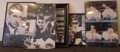 Marilyn Monroe Framed Wall Art, Audrey Hepburn Prints, Cary Grant/Katharine Hepburn, Mirror Lot