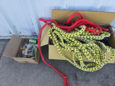Mixed Lot of Waterski, Wakeboard, & Tubing Tow Ropes with Handles and 12 Seachoice Floating Whistles
