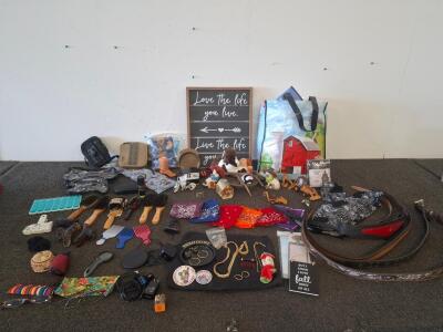 Large mixed lot. Wester style decor, wall art. Womens jewelry, hair accessories, phone charger pad. Womens leather belts and more