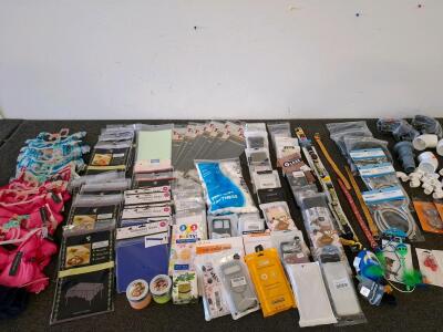 Bulk Lot 80+ Items: Faded Glory Bras, Plastic Tablecloths, Phone Accessories, Party & Pet Supplies