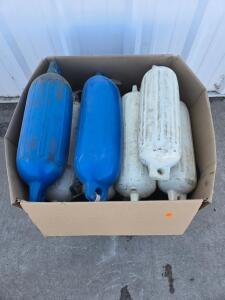 Set of 14 Polyform F-1 6" x 24" Cylindrical Twin-Eye Boat Fenders in Mixed Colors