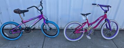 Genesis Inception BMX Kids Bike 18&rdquo; & Dynacraft Girls Rule Cruiser 20&rdquo; Pink/Purple Lot