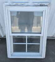 Vinyl Double Hung Window, White, 4-Lite Grid, Screen Included