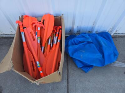 Bulk SeaChoice Emergency Boat Paddles, Dock Fenders, Safety Flags & Blue Inflatable Buoy, Lot of 20+