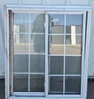 Vinyl Sliding Window, Double Pane, Colonial Grids, Screen Included, White Frame