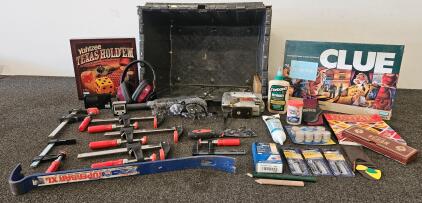 Vintage Black & Decker Jigsaw Model 7548 Corded 3A 120V + (tested, works) Workshop Lot: Clamps, PPE, Board Games