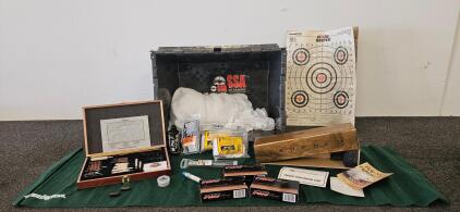 Firearm Cleaning Range Kit w/ Remington Mat, .45 ACP Casings, Leupold Box, Champion Targets
