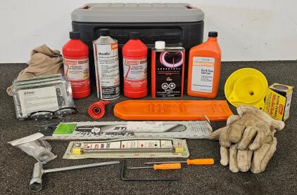 Stihl Chainsaw 20" Bar, 3 New Chains, Oil, Tools, PPE & Lubricants Kit in ActionPacker Tote