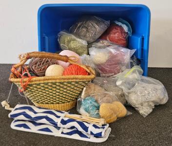 Large Mixed Lot of Knitting & Crochet Supplies &ndash; Yarn, Needles, Accessories, Storage Bins