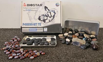 Biostar Mainboard for Intel Processor and Large Assorted Tumbled River Stones, Glass Gems, Decorative Rocks in Box (100+ Pieces)