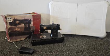 Nintendo Wii Balance Board RVL-021 and Singer Chainstitch Toy Sewing Machine with Foot Pedal