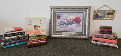 Large Lot Christian Books, Marriage Devotionals, Framed Charity Art & Humor Plaque Mixed Set
