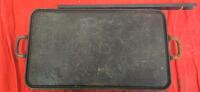 Large Cast Iron Double-Handled Rectangular Griddle ~28"x15" Flat Cooking Surface - 9