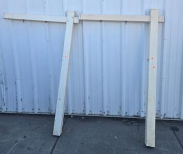 6 ft White PVC Real Estate Sign Post with 3 ft Arm and Sign Hooks